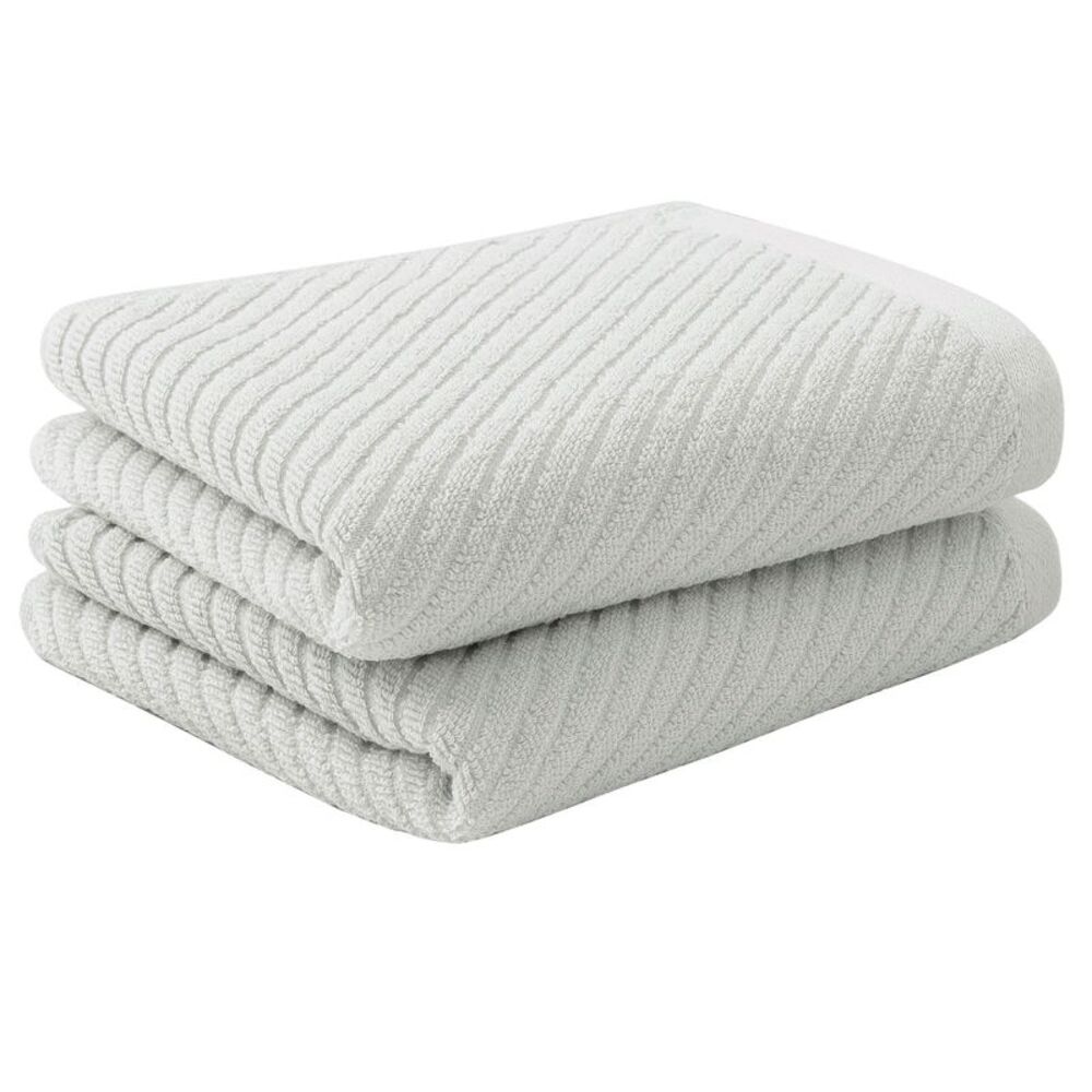 Hand Towels 100% Ribbed Cotton 2 Pcs Face Towels Gray